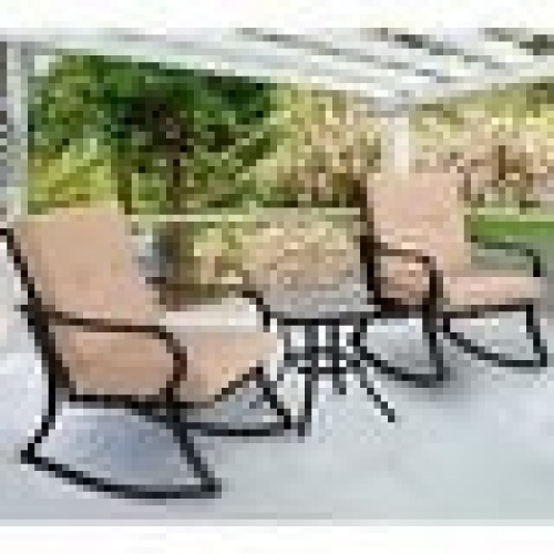 Solaura Metal Outdoor 3-piece Rocking Bistro Set - Lot 365