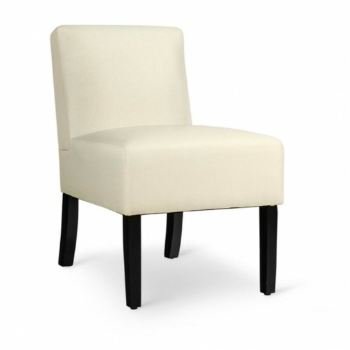 Accent Chair Fabric Upholstered Leisure Chair With Wooden Legs Beige-Beige HW65923BE - Lot 371
