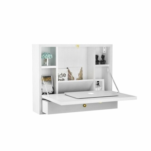 Wall Mounted Folding Laptop Desk Hideaway Storage With Drawer - Lot 394