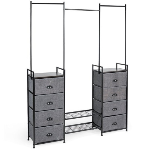 Costway 8 Drawer Fabric Dresser Hanger&Shoe Rack Multifunctional Storage Tower Metal - Lot 414