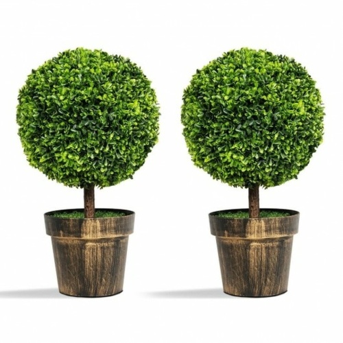 2 Piece 24" Artificial Boxwood Topiary Ball Tree - Lot 432