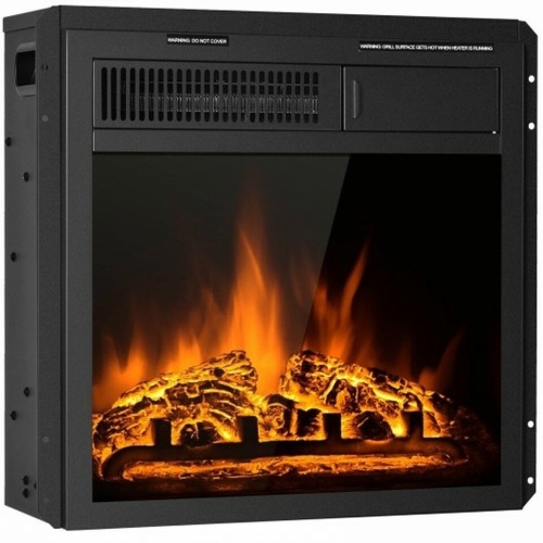 18" Electric Fireplace Insert Freestanding And Recessed Heater Log Flame Remote  - Lot 439