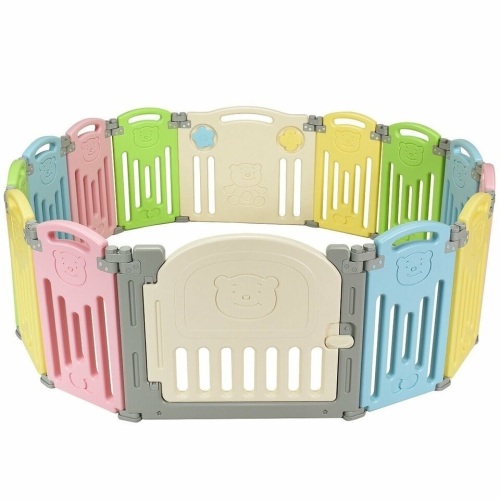 Foldable Baby Playpen 14 Panel Activity Center Safety Play Yard - Lot 448