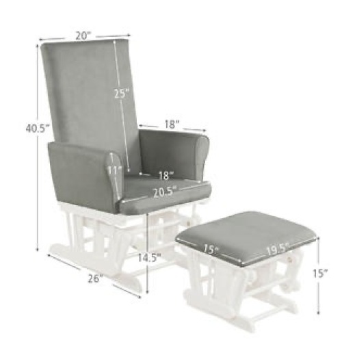Baby Nursery Relax Rocker Rocking Chair Glider & Ottoman Set w/Cushion - Lot 452