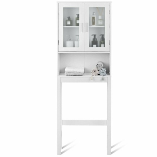 Wooden Over The Toilet Storage Cabinet With Tower Rack - Lot 459