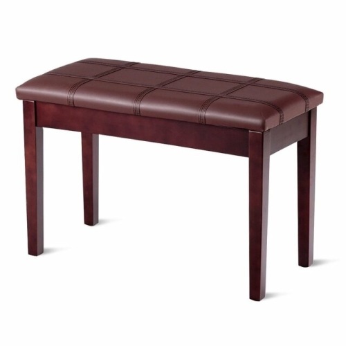 Solid Wood Pu Leather Piano Double Duet Keyboard Bench - Lot 462