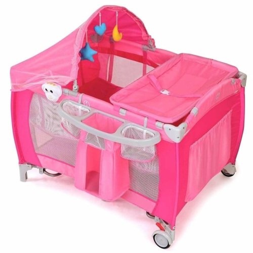 Foldable Baby Crib Playpen W/ Mosquito Net And Bag - Lot 464