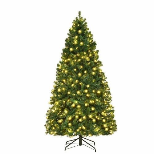 7 Ft Pre-Lit Pvc Artificial Christmas Tree W/ 300 Led Lights & Stand - Lot 470