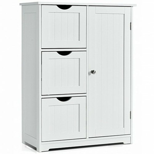 Bathroom Floor Cabinet Side Storage Cabinet With 3 Drawers And 1 Cupboard - Lot 478