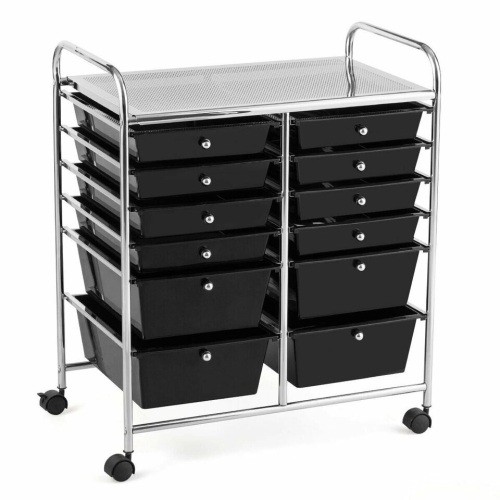 12 Drawers Rolling Cart Storage Scrapbook Paper Organizer Bins - Lot 496