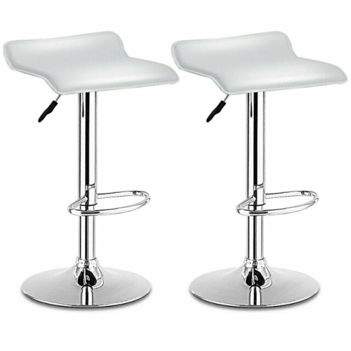Set Of 2 Adjustable Pu Leather Backless Bar Stools - Lot 497