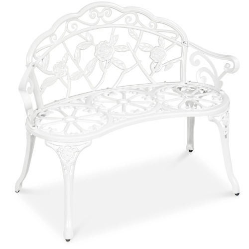 Steel Garden Bench Outdoor Patio Furniture w/ Floral Rose Accent - 39in - Lot 528