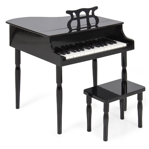 Kids Mini Wooden Grand Piano w/ Lid, Bench, Music Rack, Song Book, Stickers - Lot 569