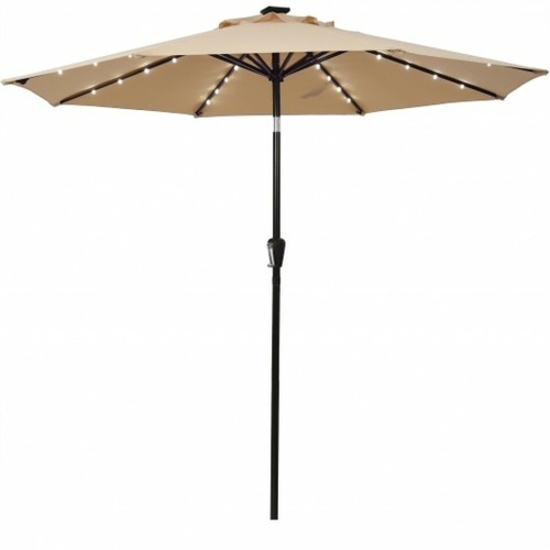 9ft Solar Patio Market Umbrella Shelter with 32 LED Lights - Lot 597