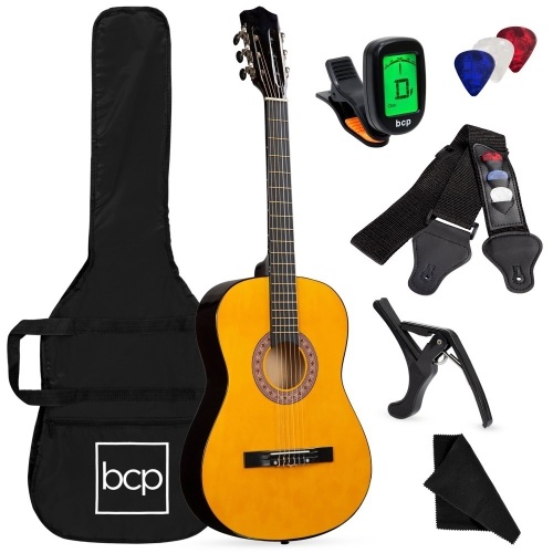 Beginner Acoustic Guitar Set w/ Case, Strap, Digital Tuner, Strings - 38in - Lot 674