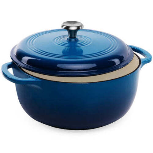 6qt Non-Stick Enamel Cast-Iron Dutch Oven Kitchen Cookware w/ Side Handles - Lot 678