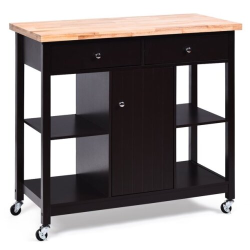 Rolling Kitchen Trolley Island Utility Cart Storage Shelf Cabinet Drawers - Lot 1406