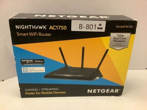 Nighthawk AC1750 Smart WiFi Router, Powers On, Appears New - Lot 192