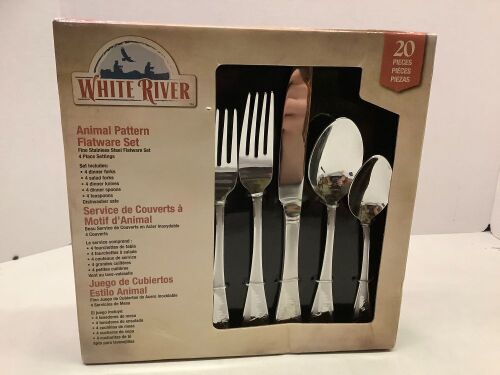 White River Animal Patern Flatware Set, Appears New - Lot 677