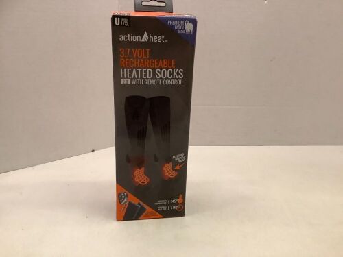 Action Heatd 3.7 Volt Rechargeable Heated Socks, L/XL, Ecommerce Return - Lot 996