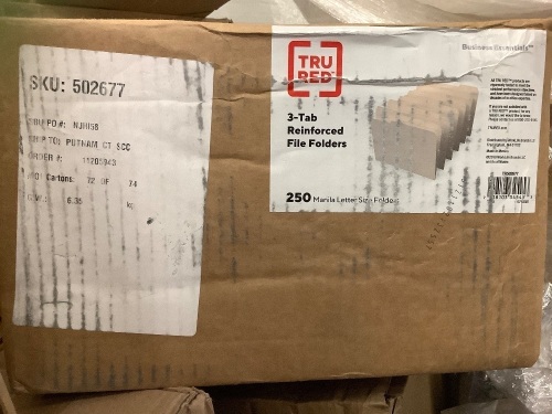 Box of 3 Tab Reinforced File Folders, Appears New - Lot 195