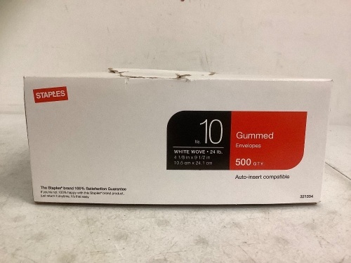 Box of Staples No. 10 Gummed Envelopes, Appears New - Lot 434