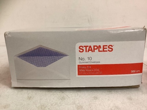 Box of Staples No. 10 Gummed Envelopes, Appears New - Lot 474