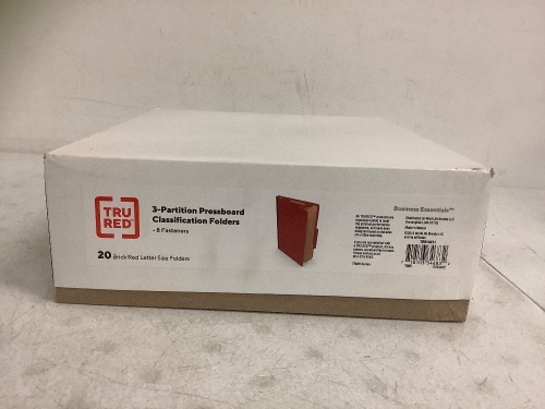 Box of TruRed 3-Partition Pressboard Classification Folders, Appears New - Lot 641