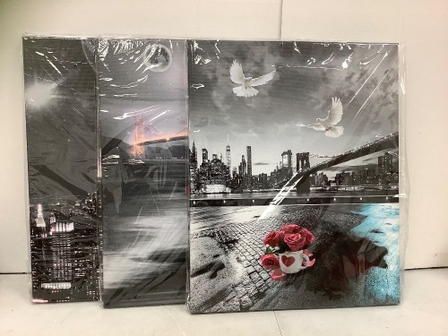 Set of 3 Canvases, 16x20, New - Lot 643