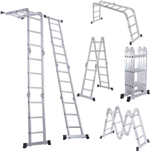 LUISLADDERS 7 in 1 Folding Multi-Purpose Aluminium Extension Ladder, 12.5 Feet - Lot 268