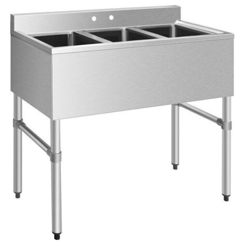 3 Compartment Stainless Steel Kitchen Commercial Sink Heavy Duty - Lot 305