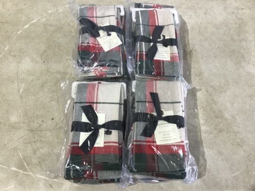 Case of (4) Hearth and Hand with Magnolia Holiday Plaid Cloth Napkin Sets, 4 Pc - Lot 328
