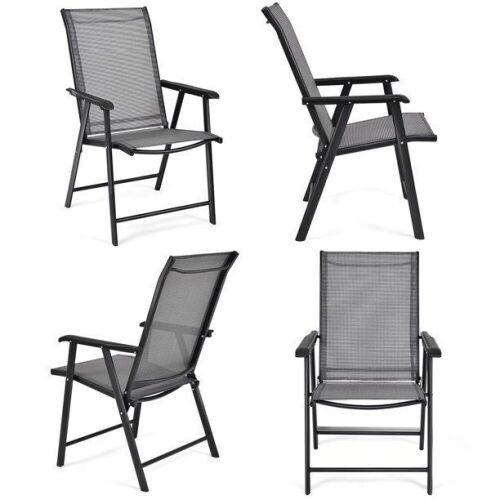 Set of 4 Outdoor Patio Folding Chairs With Armrest  - Lot 444