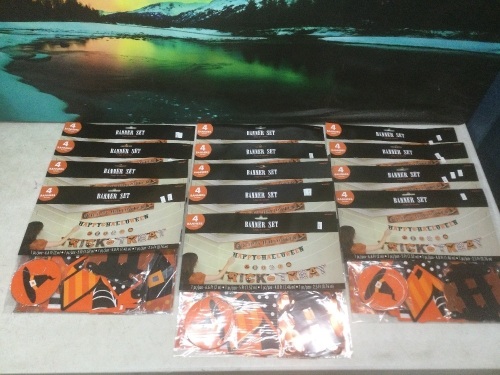 Lot of (13) Halloween Banner Decoration Sets, 4 Pc - Lot 516