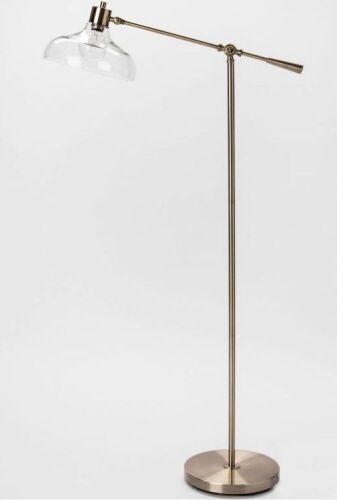 Crosby Glass Shade Brass Floor Lamp - Lot 548