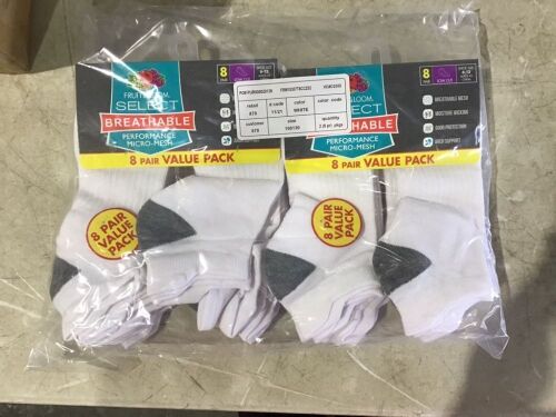Case of (12) Fruit of the Loom Men's Breathable Performance Low Cut Socks, 8pk  - Lot 613