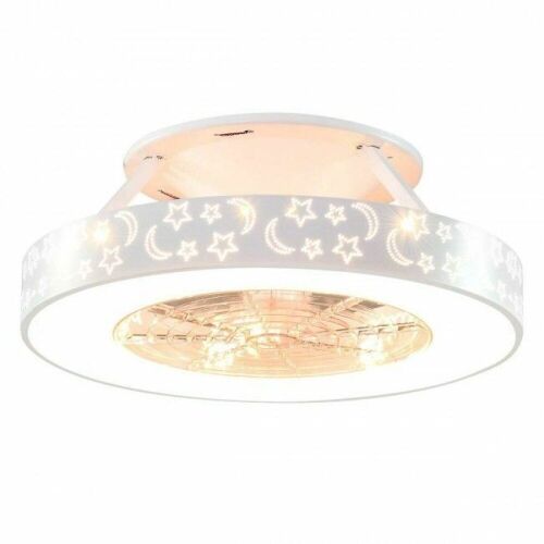 23" Flush Mount Starry Sky Ceiling Fan with LED Light and Remote Control - Lot 671