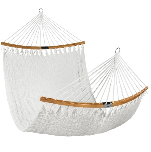 2-Person Woven Polyester Hammock w/ Curved Bamboo Spreader Bar, Carry Bag  - Lot 682
