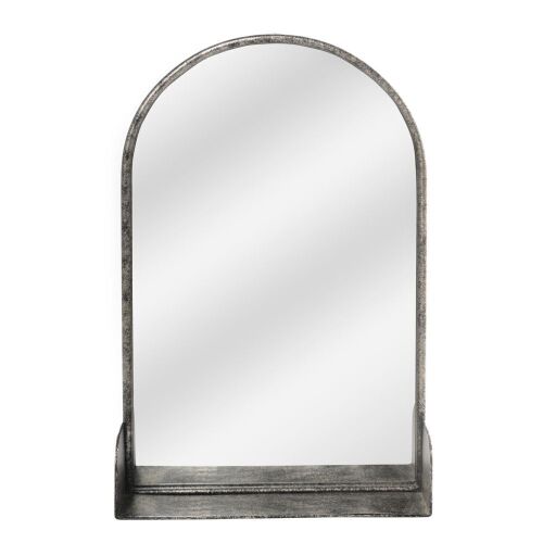 Metal Wall Hanging Accent Mirror with Shelf  - Lot 792