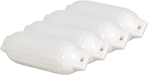White 8.5" x 27" Vinyl 4 Ribbed Marine Boat Fender Bumper Dock Shield Protection - Lot 804