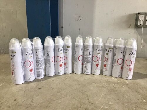 Case of (12) Dove 0% Aluminum Dry Deodorant Spray, Pomegranate & Lemon Verbena - Lot 843