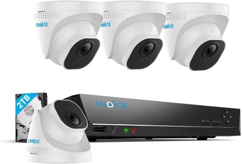 REOLINK 4K Poe Security Camera System, Wired 8MP Outdoor PoE IP Cameras 4pcs, H.265 8CH NVR with 2TB HDD for 24x7 Recording, Night Vision. $529 Retail Value. NEW - Lot 46
