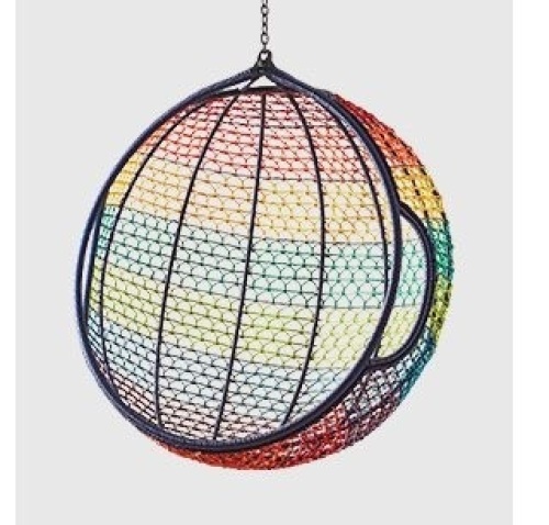 Pier1 Imports Swingasan Ombre Rainbow All-Weather Wicker Hanging Papasan Chair. NEW - Lot 77