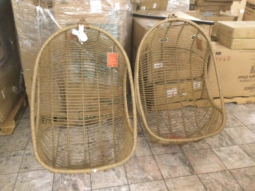 Lot of (2) Pier1 Imports Willow Swingasan Wicker Hanging Chairs. NEW. Includes a Hardware Bag - Lot 78