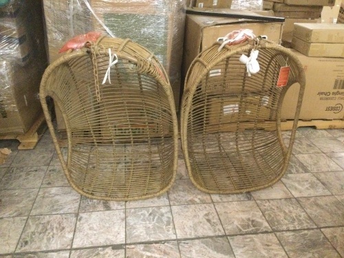Lot of (2) Pier1 Imports Willow Swingasan Wicker Hanging Chairs. Includes a Hardware Bag. New with Damage (SEE PICTURES) - Lot 98