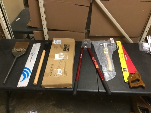 Lot of Tools Including, 26" Hand Saw, Framing Hammer, Loppers, and Sprocket Nose Bar, See Pics - E-Comm Returns, Appear New  - Lot 116