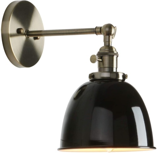 Lot of (4) Permo 6.3-Inch Metal Dome Shade Industrial Wall Sconce Lighting Fixtures, Black - New   - Lot 135