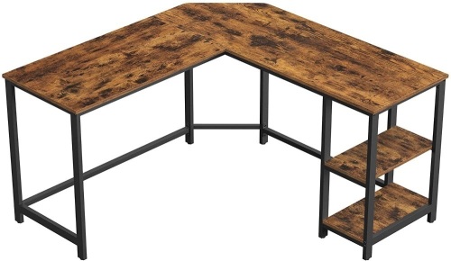 VASAGLE L-Shaped Industrial Computer Desk, Rustic Brown/Black - Appears New  - Lot 140