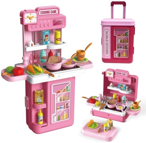 Mobile Kitchen Playset, 41 Pc Accessories, Lights & Sounds - New - Lot 176