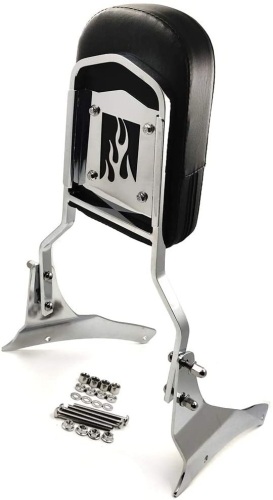 Chrome Flame Fire Backrest Sissy Bar Compatible with 2005-2012 Suzuki Boulevard M50 VZ800 C50 VL800 C50T VL800T C50C VL800C 2001-2004 Suzuki Intruder Volusia 800 VL800. Appears New - Lot 264